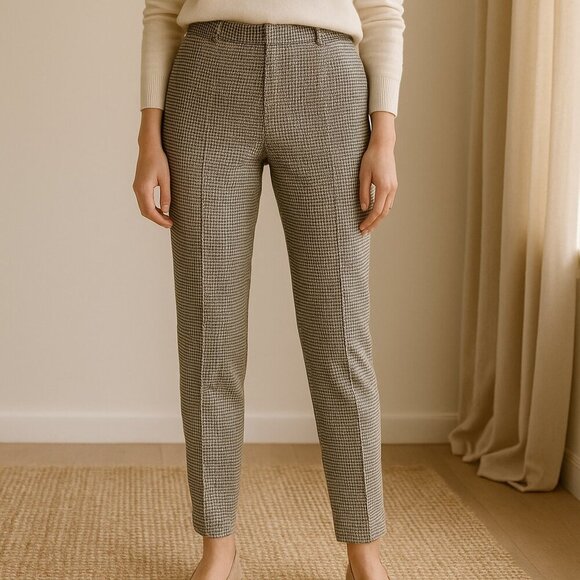 Akris Punto Pants - Akris Punto Houndstooth High Waist Ankle Pant Black White 10